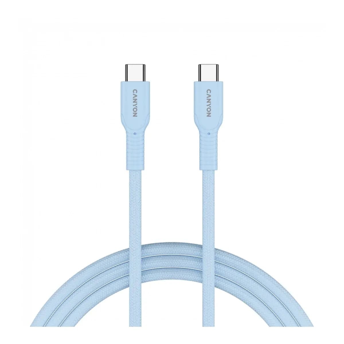 CANYON Kabl USB-C na USB-C 1m OnWire 60CL 60W Braided, Light Blue