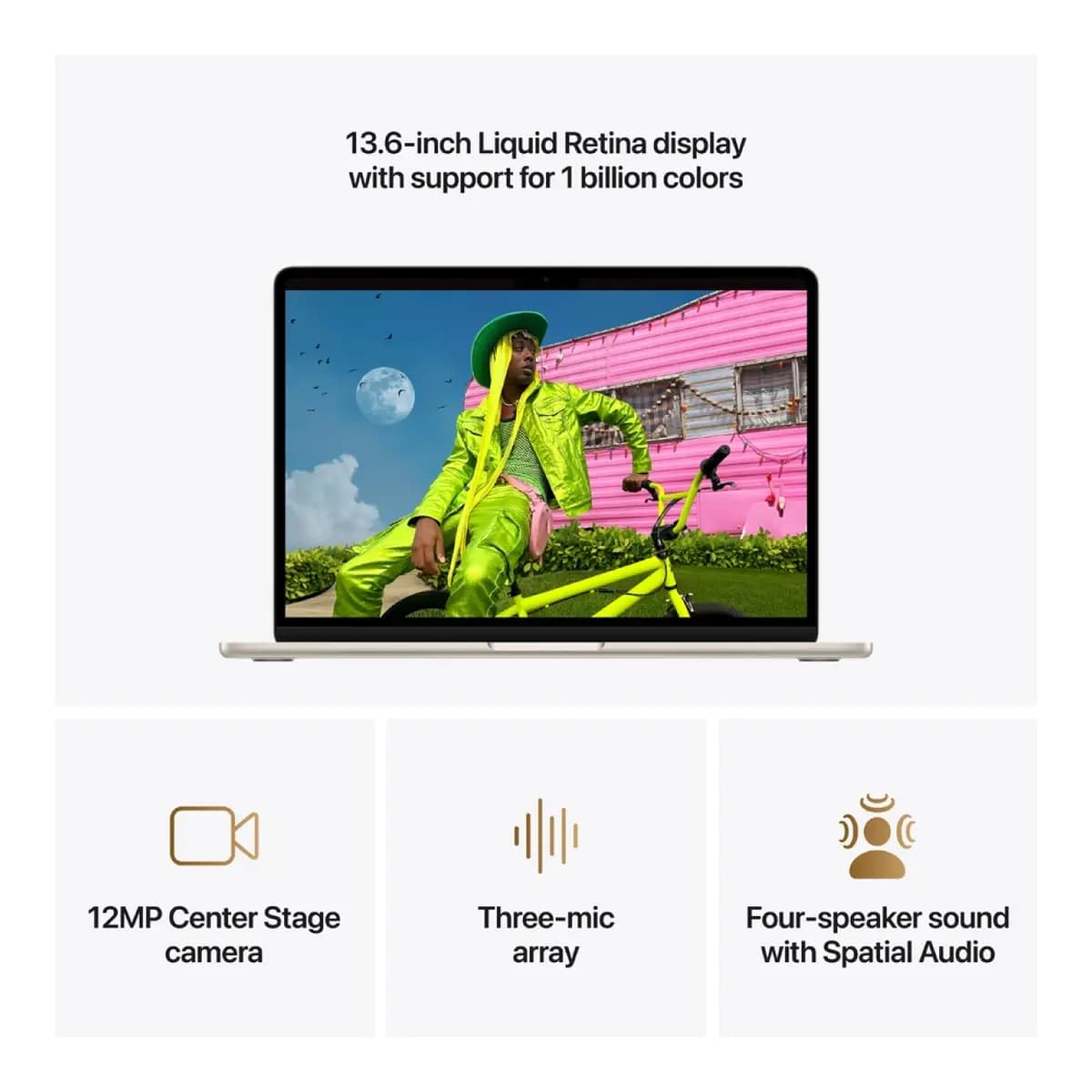 APPLE Laptop MacBook Air 13-inch A3449 13.6" Apple M5 Chip 10C CPU, 512GB SSD, 16GB RAM, macOS, Starlight, 8C GPU