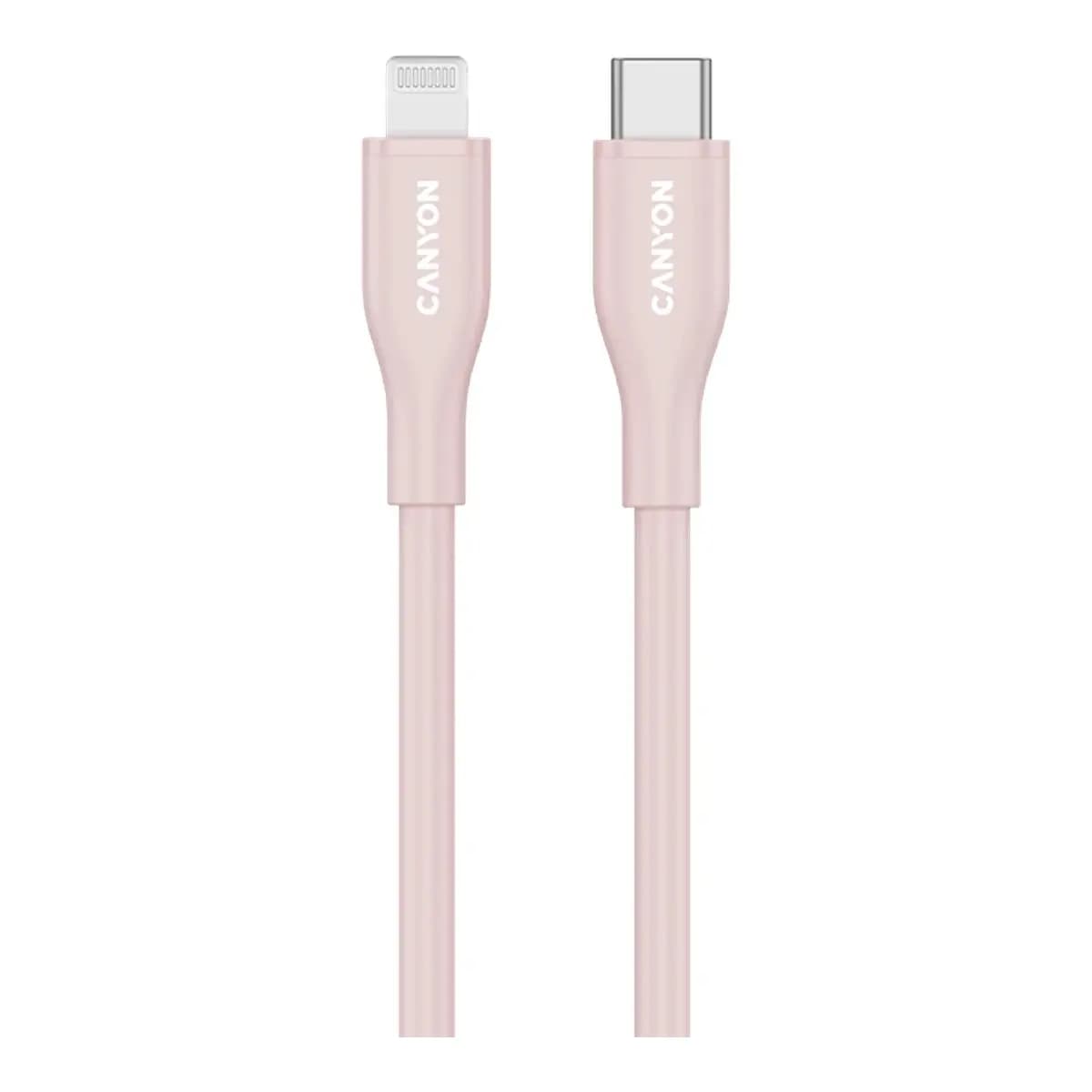 CANYON USB Kabl Type-C na Lightning 1m CLNM60 MFI 60W, Silicon Pink
