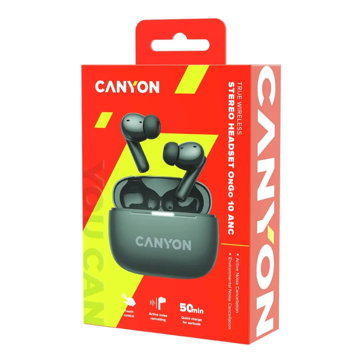 CANYON Slušalice OnGo TWS-10 TWS In-Ear, Bluetooth, Mikrofon, ANC+ENC, Sive