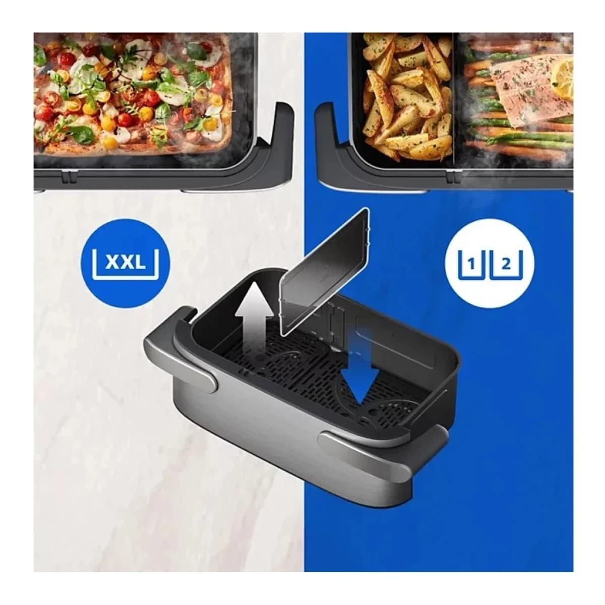 PHILIPS Friteza na vrući zrak NA5652 DUAL, Dvostruka košara, Digitalni zaslon, Crna
