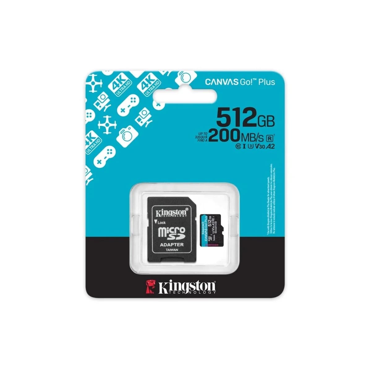 KINGSTON Memorijska kartica microSD 512GB Canvas Go! Plus, 200/160 MB/s, sa adapterom