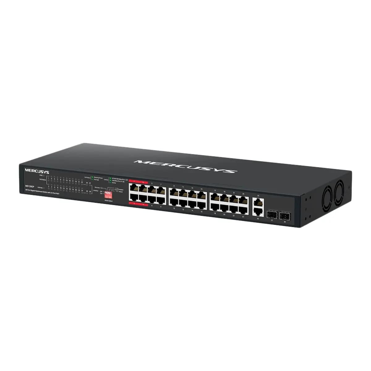 MERCUSYS Switch 28-Port Gigabit MS128GP, Unmanaged, 24x PoE+ 295W, 2x SFP, Rackmount