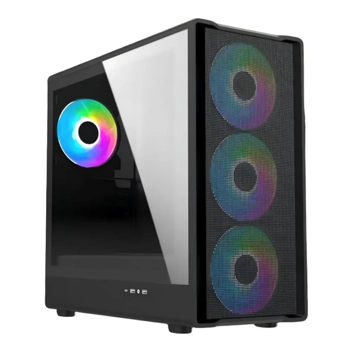 INTER-TECH Kuciste RYZE CHALLENGER CH500, ATX, Crno, Mesh, 4x ARGB Fan