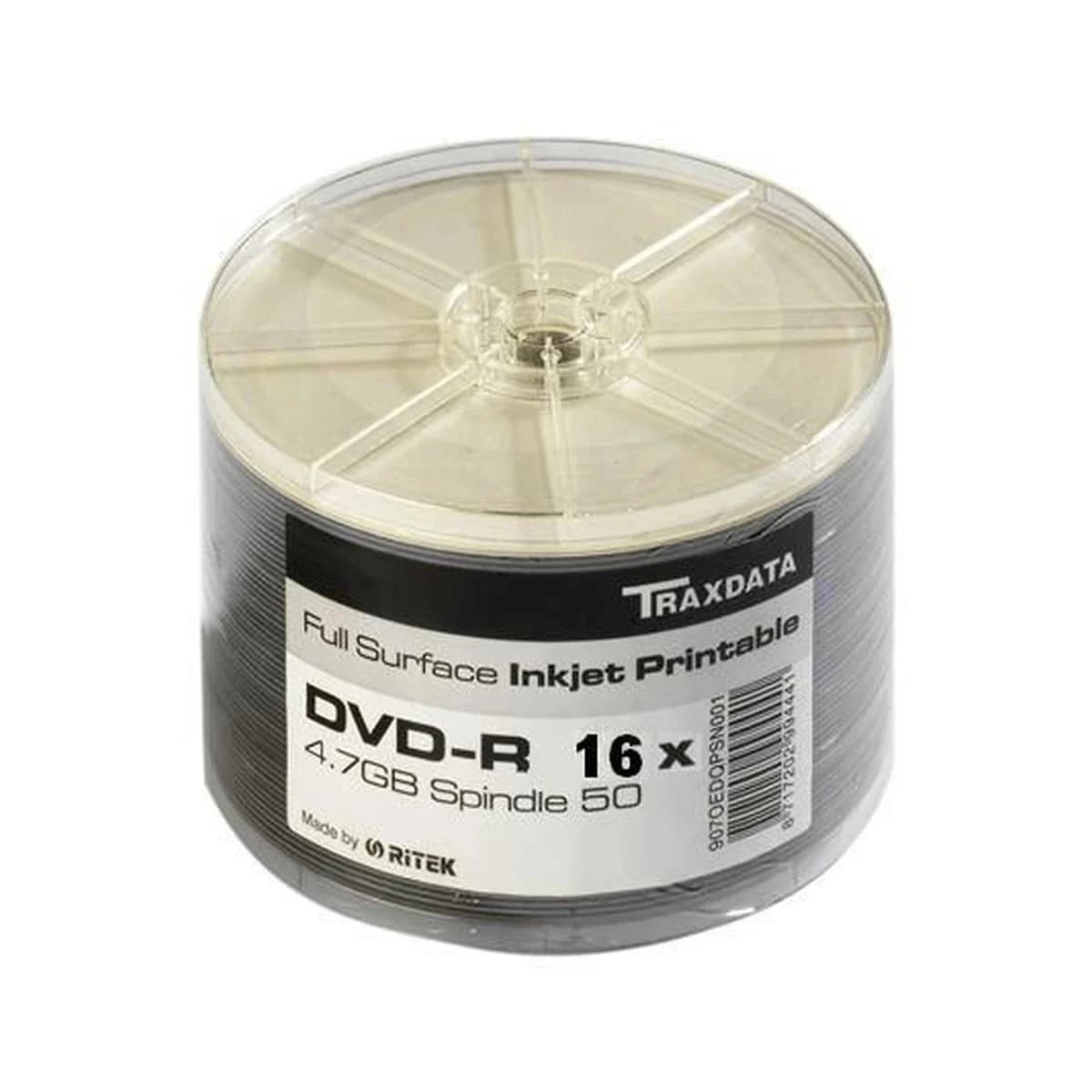 TRAXDATA DVD-R Optički Medij 16x Full Printable, 4.7GB, 100 komada Spindle, White