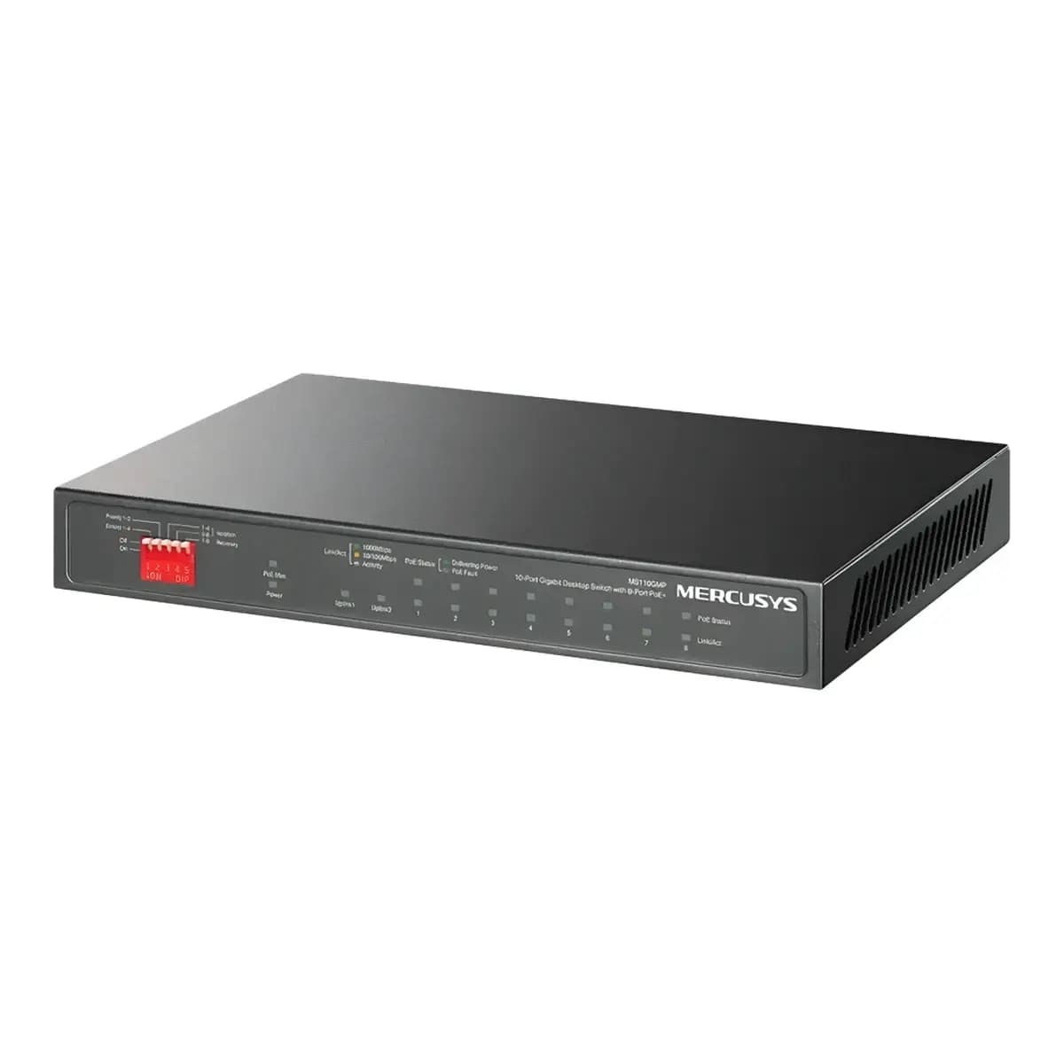 MERCUSYS Switch 12-Port Gigabit MS112GMP, Unmanaged, 8x PoE+ 110W, 2x SFP, Extend Mode, Steel Case