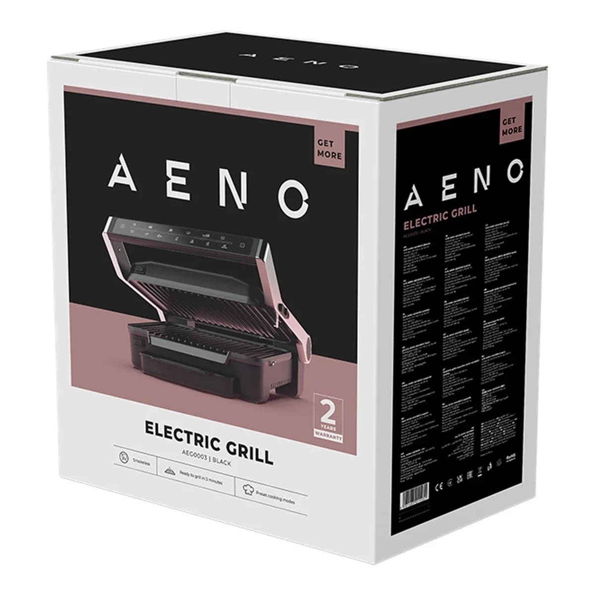 AENO Electric Grill EG3: 2000W 7 automatic programs +Manual mode 4 Degrees of Roast Color