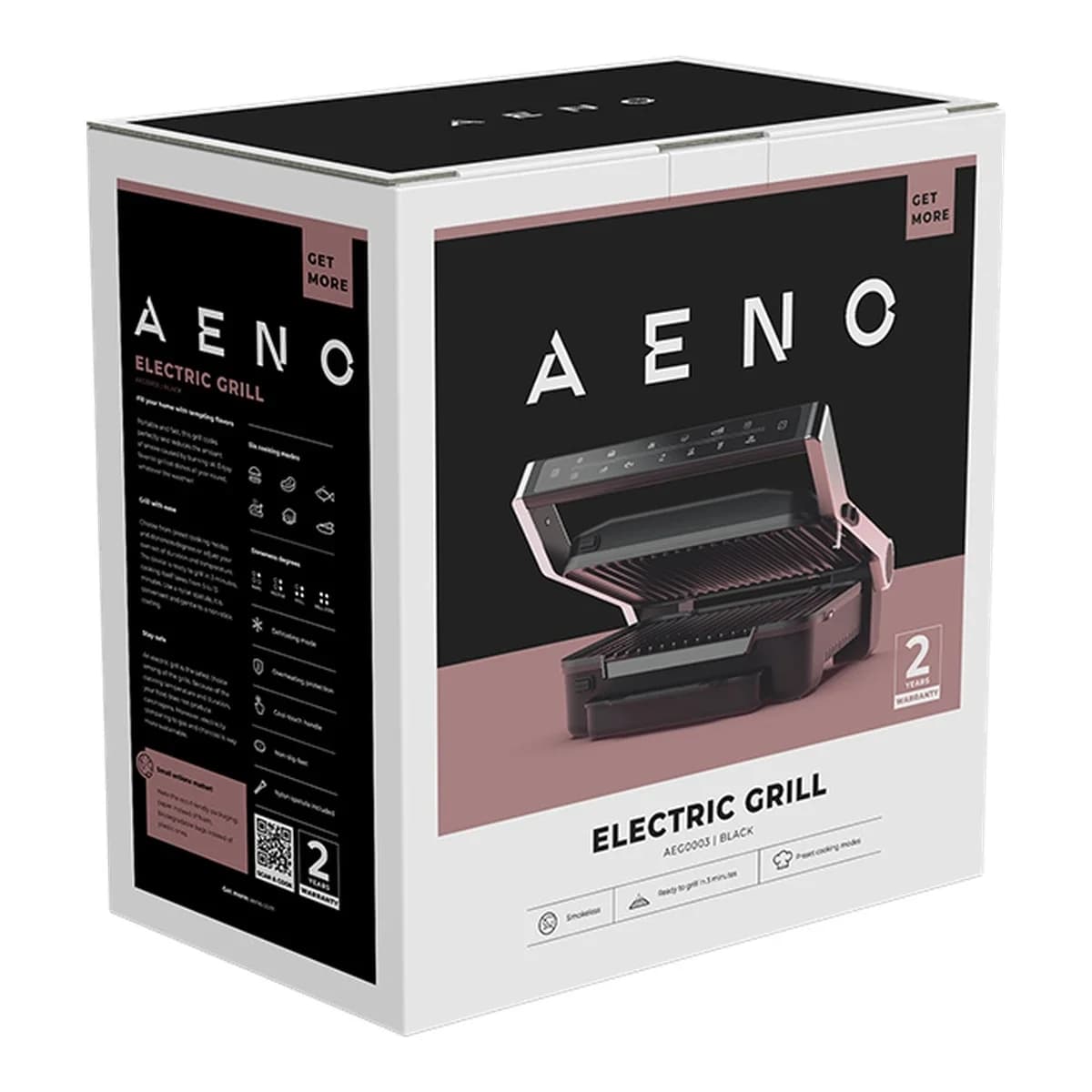 AENO Electric Grill EG3: 2000W 7 automatic programs +Manual mode 4 Degrees of Roast Color