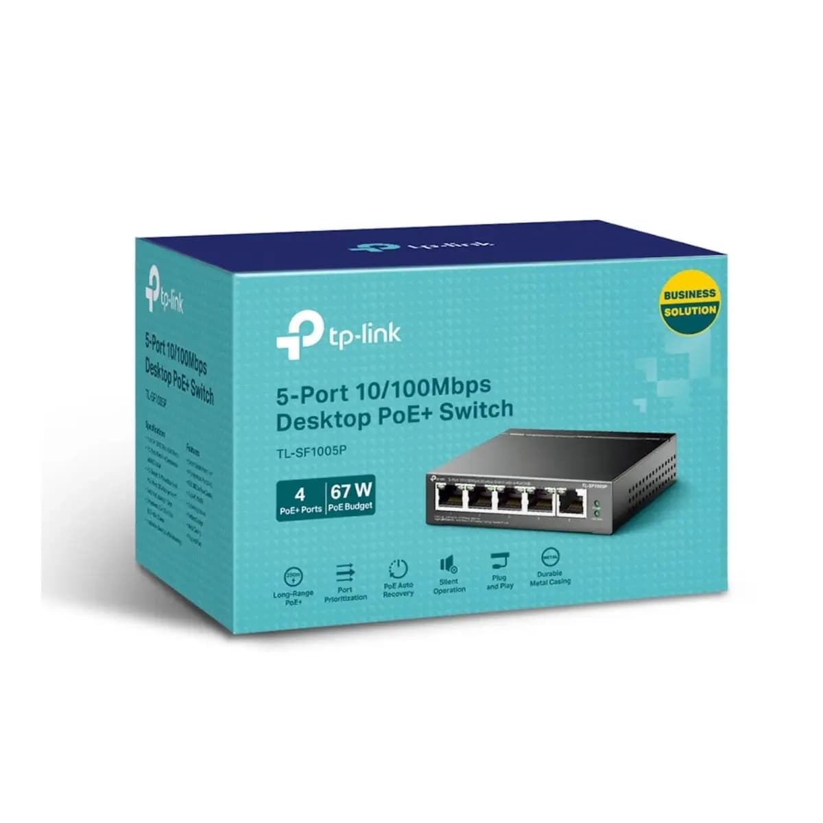 TP-LINK Switch TL-SF1005P Omada, 5-Port, 4× PoE+, 67W, Extend Mode do 250m
