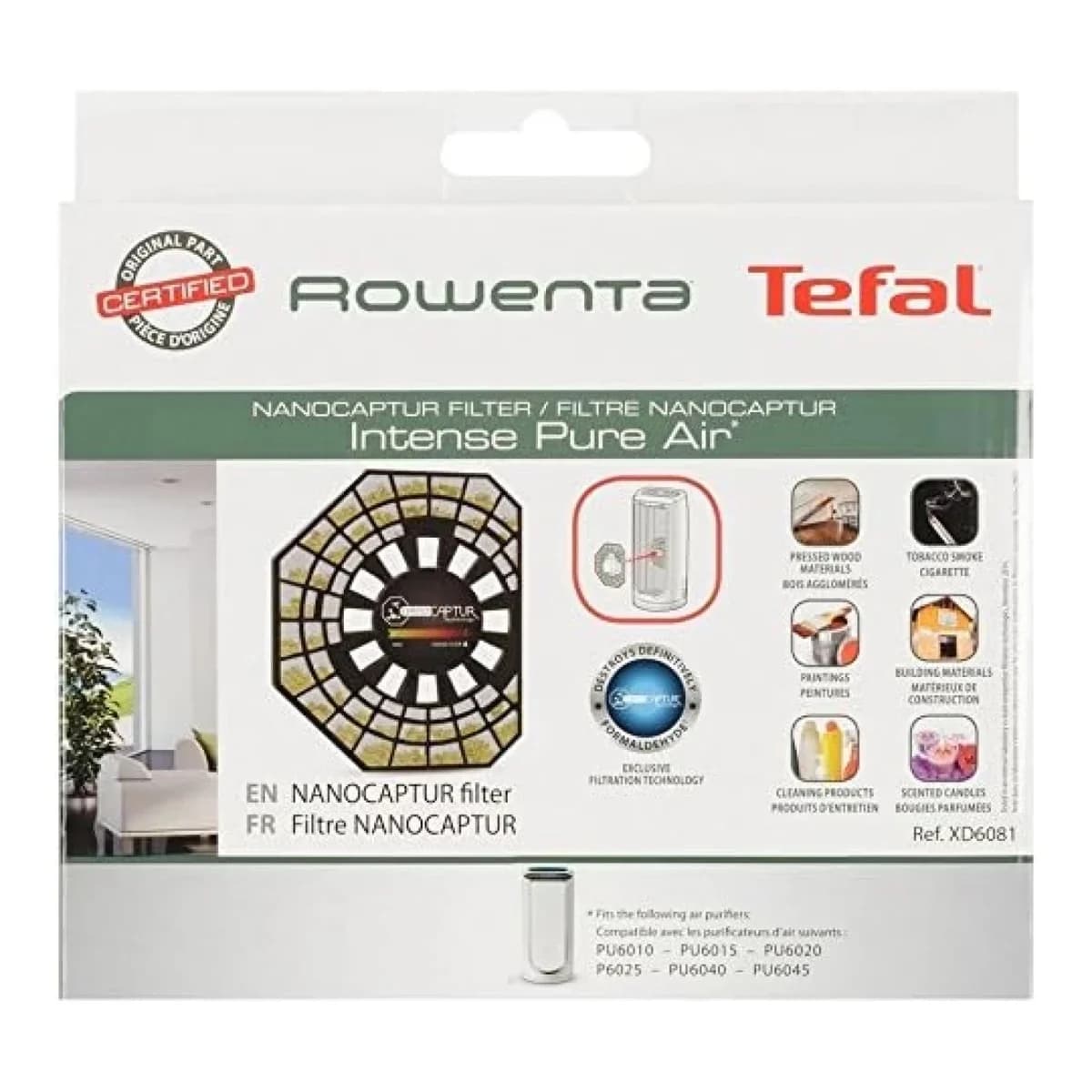 TEFAL Filter za prečišćivač zraka XD6081F0, Crno/Smeđe