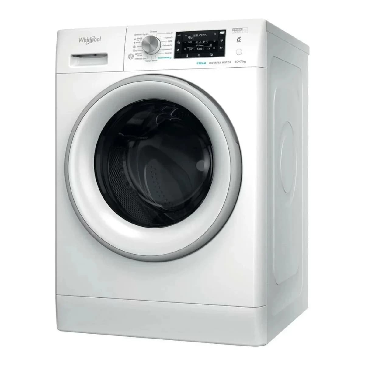 WHIRLPOOL Mašina za pranje i sušenje veša FFWDD 1076258 SV, Pranje 10kg, Sušenje 7kg, 1600 RPM, Inverter motor