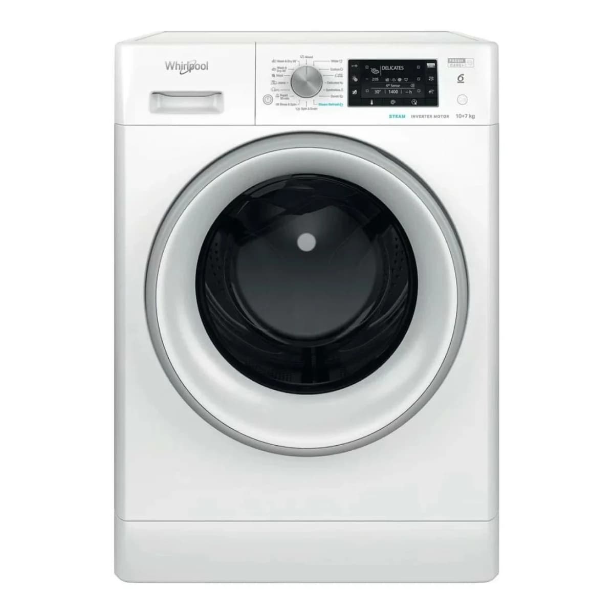 WHIRLPOOL Mašina za pranje i sušenje veša FFWDD 1076258 SV, Pranje 10kg, Sušenje 7kg, 1600 RPM, Inverter motor