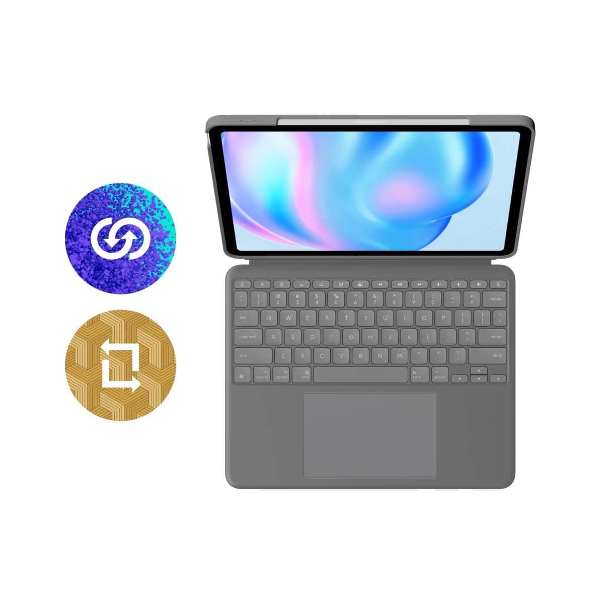 LOGITECH Futrola s tastaturom Combo Touch za iPad Air 13-inch (M2), Oxford Grey, US INT'L layout, Trackpad, Pozadinsko osvjetljenje