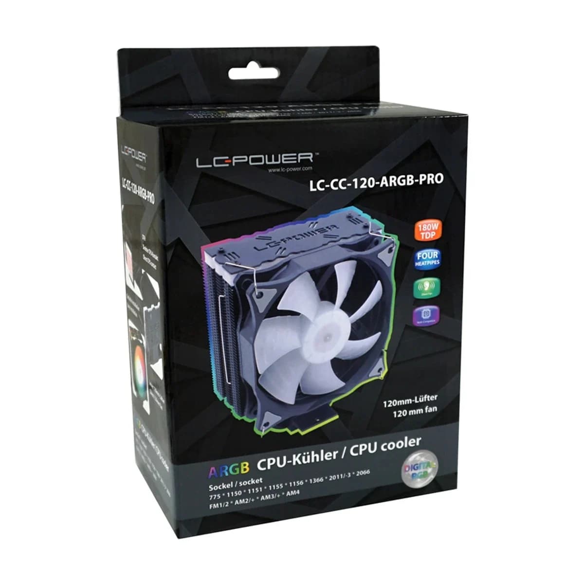 LC POWER Hladnjak LC-CC-120-ARGB-PRO, Tower, 120mm, AM4/AM3+/AM3/AM2+/LGA2066/2011-3/2011/1366/115x/775