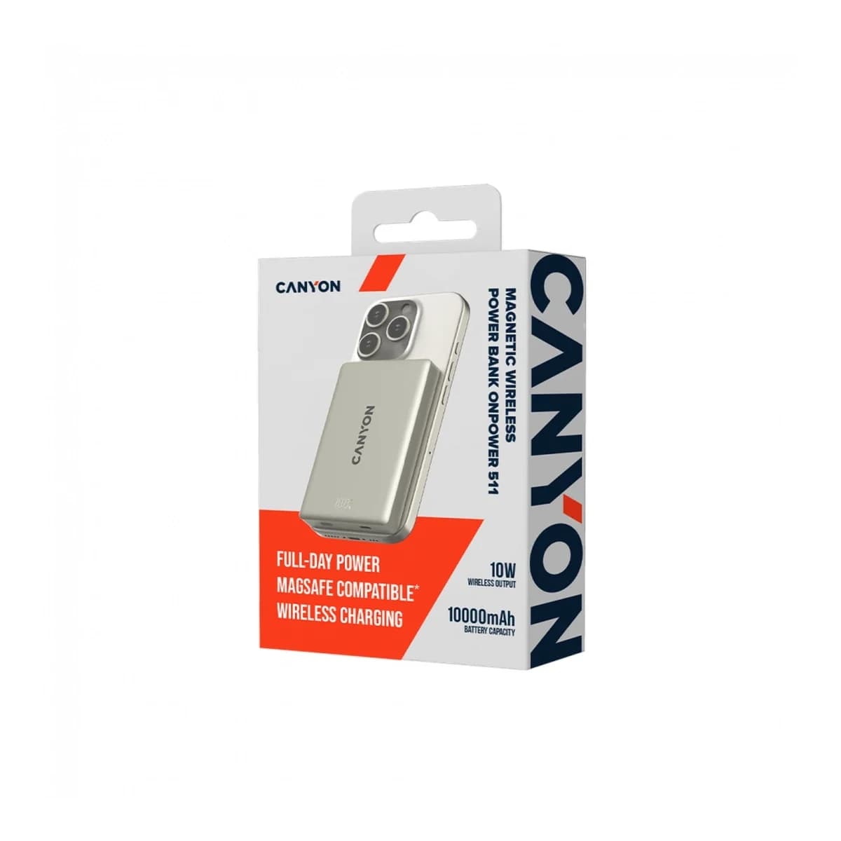 CANYON Power Bank OnPower 511, 10000mAh, Magnetic, PD 20W, Aluminium Star Grey