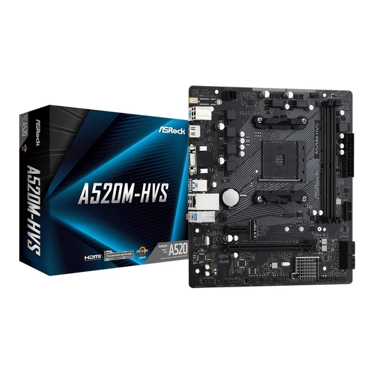 ASROCK Matična A520M-HVS, AM4, A520, DDR4, micro ATX