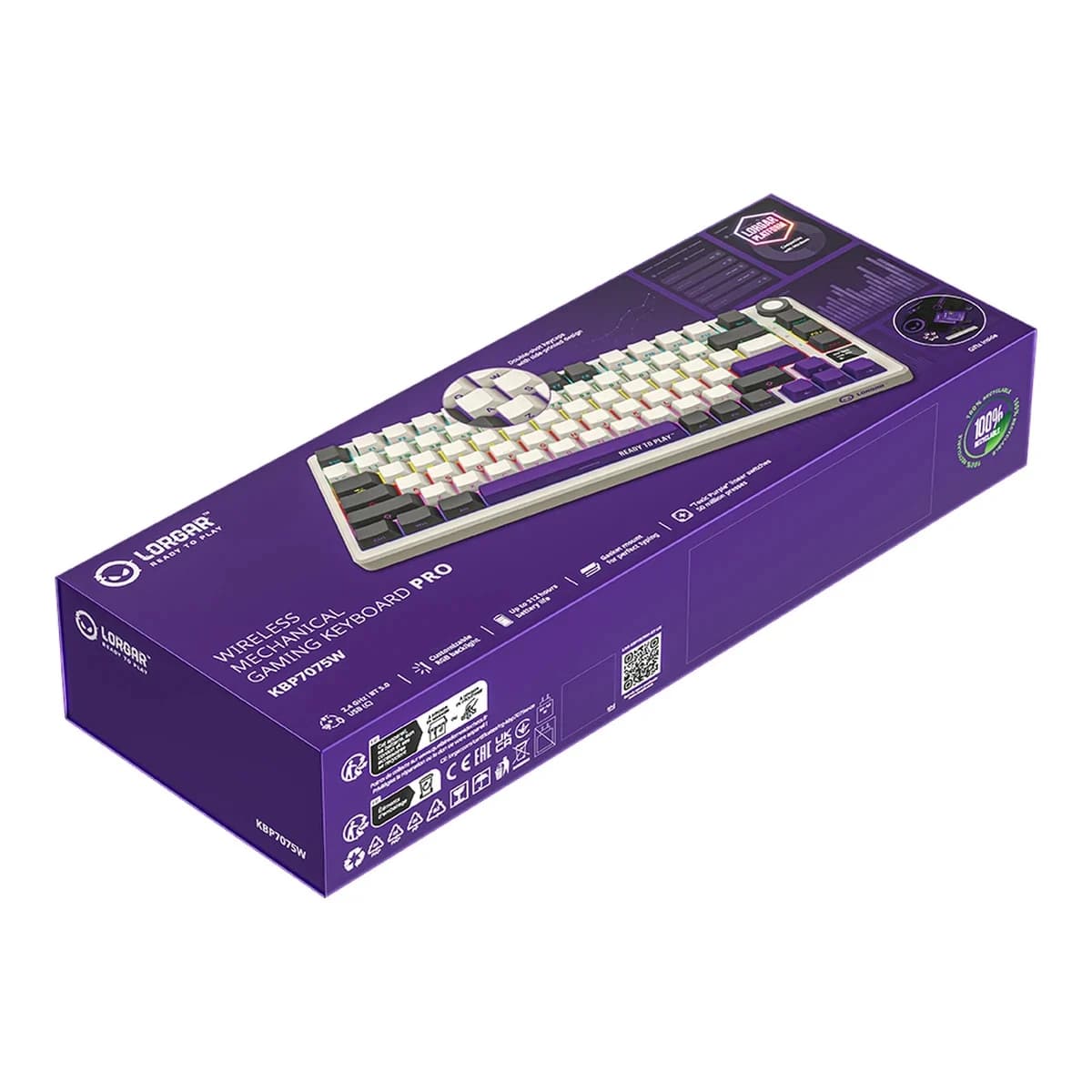 LORGAR Tastatura KBP7075W, Wireless, 75% Mechanical Gaming, Beige, CZ/SK layout