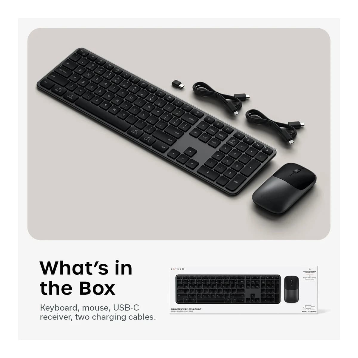 SATECHI Bežični Set Tipkovnica i Miš Slim CEX3 Wireless Combo, US English, Space Black