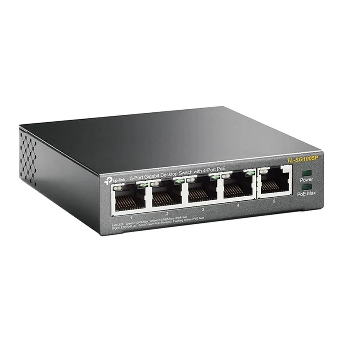 TP-LINK Switch 5-Port Gigabit TL-SG1005P, Unmanaged, 4-Port PoE+ 65W, QoS, IGMP Snooping