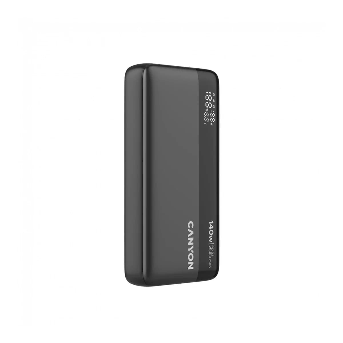 CANYON Power Bank PB-240, 25000mAh, PD 140W, Digitalni zaslon, Dark Grey
