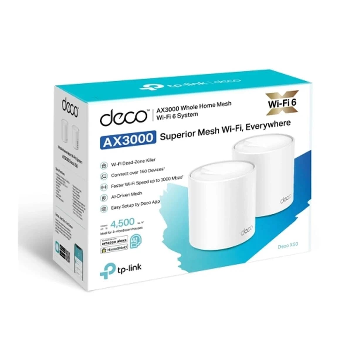 TP-LINK Access Point WiFi 6 AX3000 Deco X50 (2-PACK), Whole Home Mesh