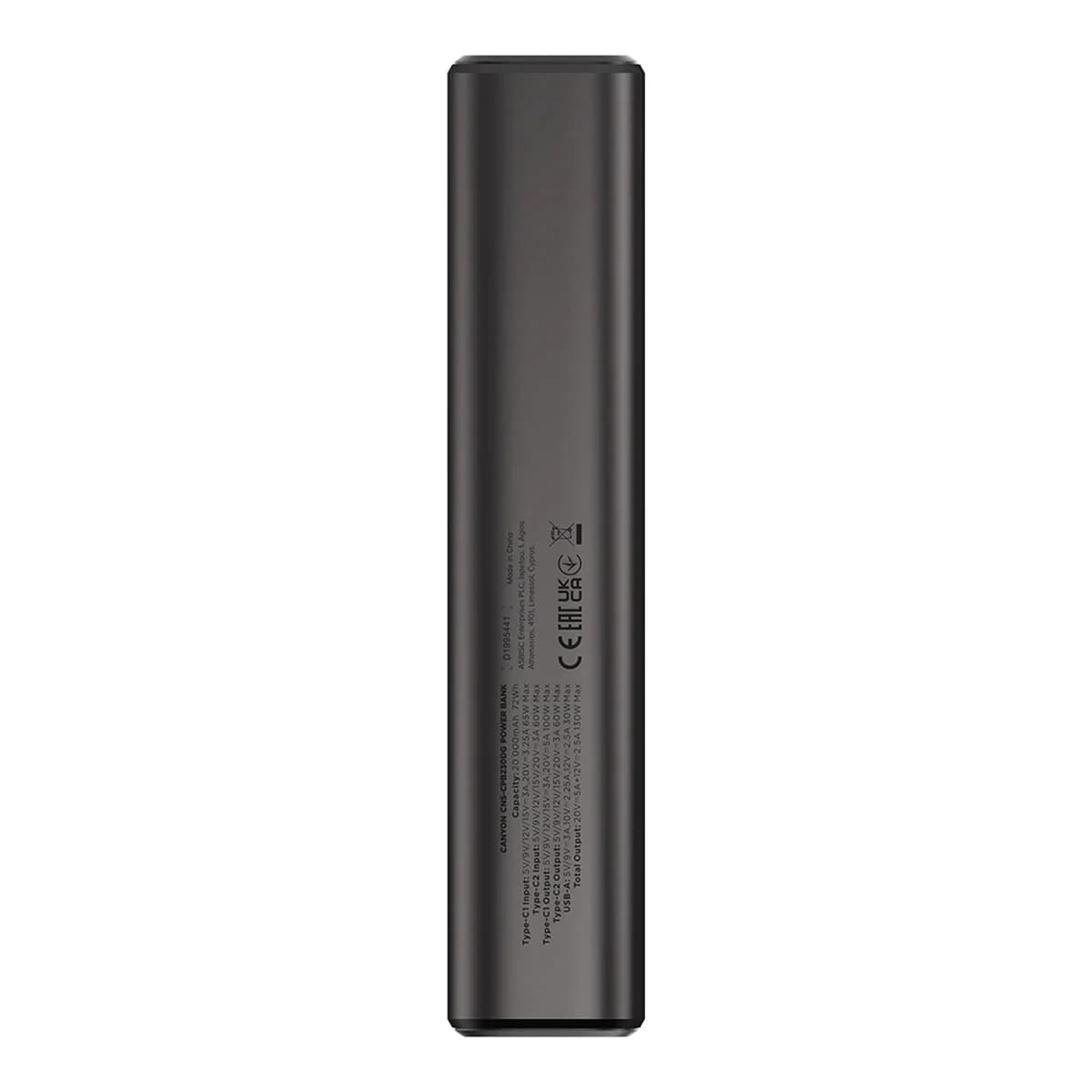 CANYON Power Bank OnPower 230 TFT, 20000 mAh, PD 130W, Dark Grey