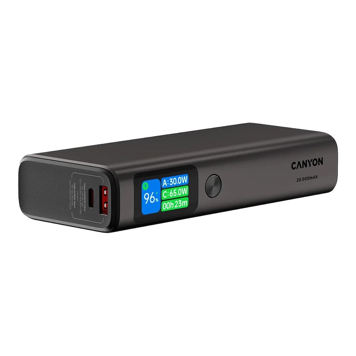 CANYON Power Bank OnPower 230 TFT, 20000 mAh, PD 130W, Dark Grey