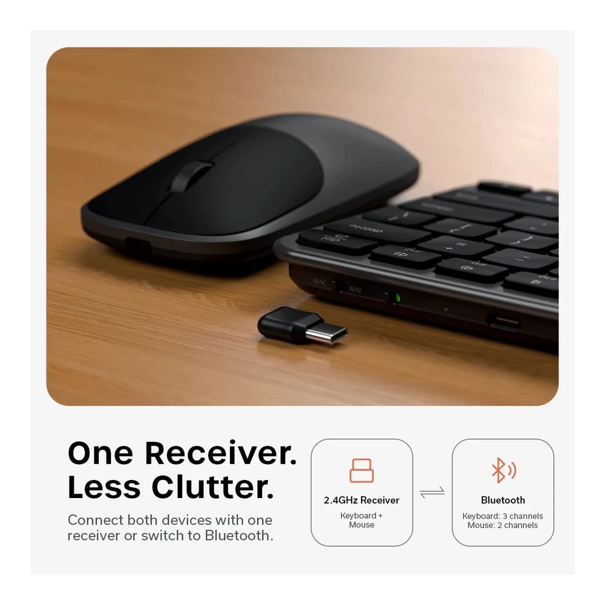SATECHI Komplet tipkovnica i miš Slim CEX1 Wireless Combo, Bežični, US English, Space Black