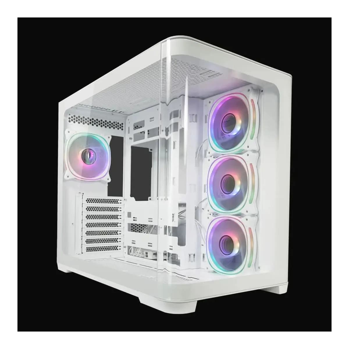 LC POWER Kuciste Gaming 8001W Pro-Storm Light, Midi Tower, Bijelo, 4x ARGB Fans, BTF Support