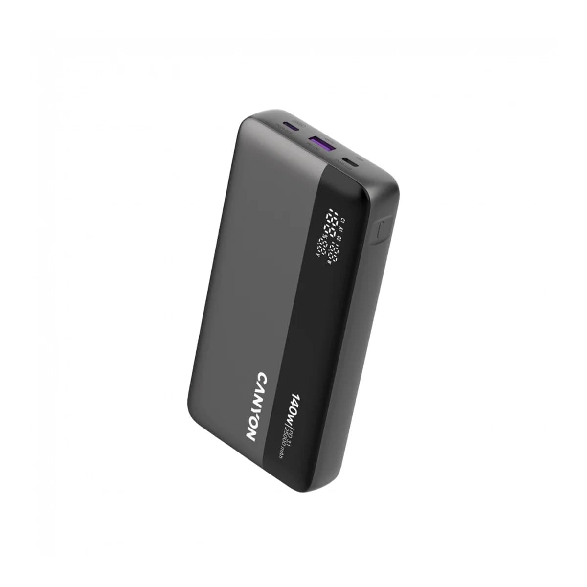 CANYON Power Bank PB-240, 25000mAh, PD 140W, Digitalni zaslon, Dark Grey