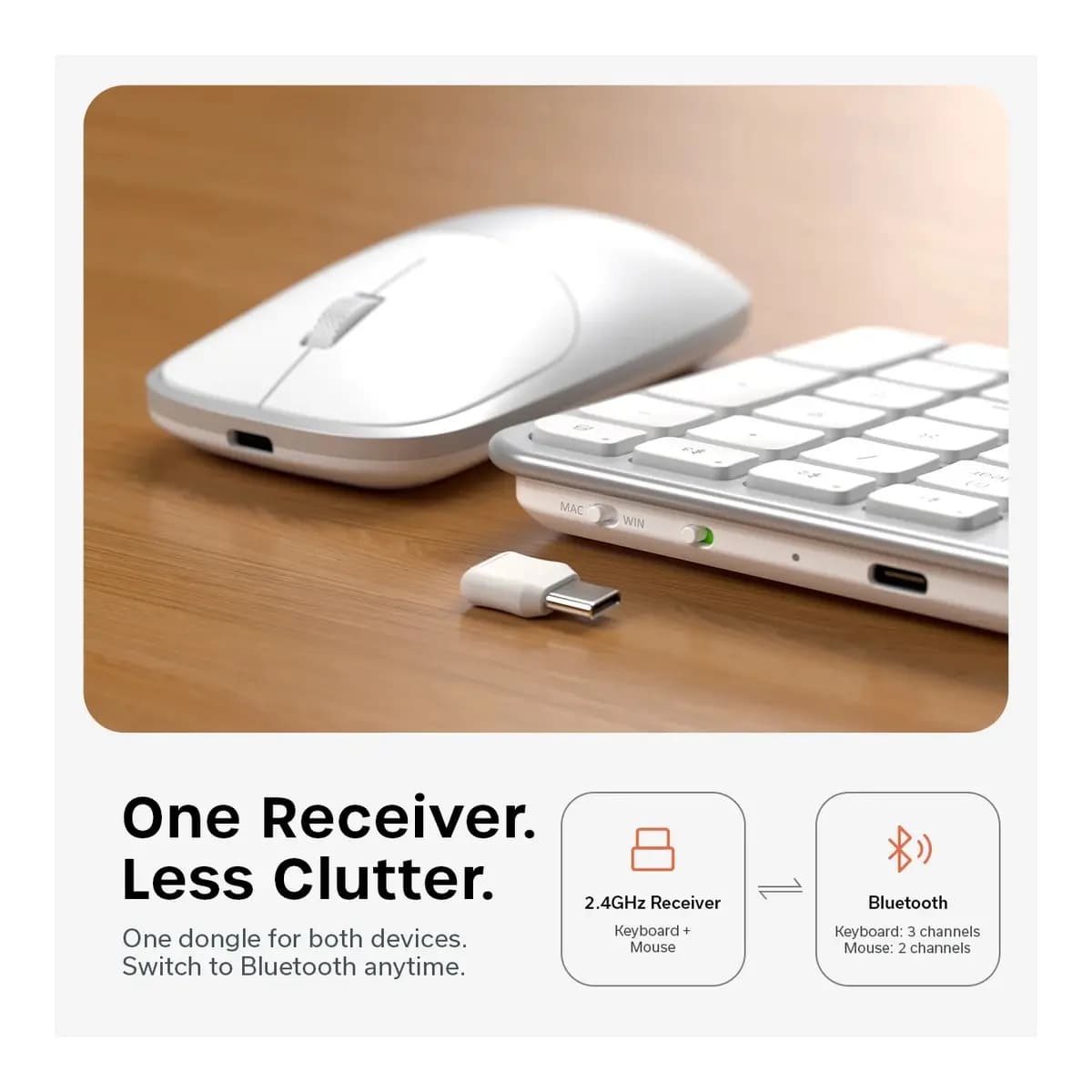 SATECHI Komplet tastatura i miš Slim CEX3 Wireless Combo, Bežični, US English, Silver