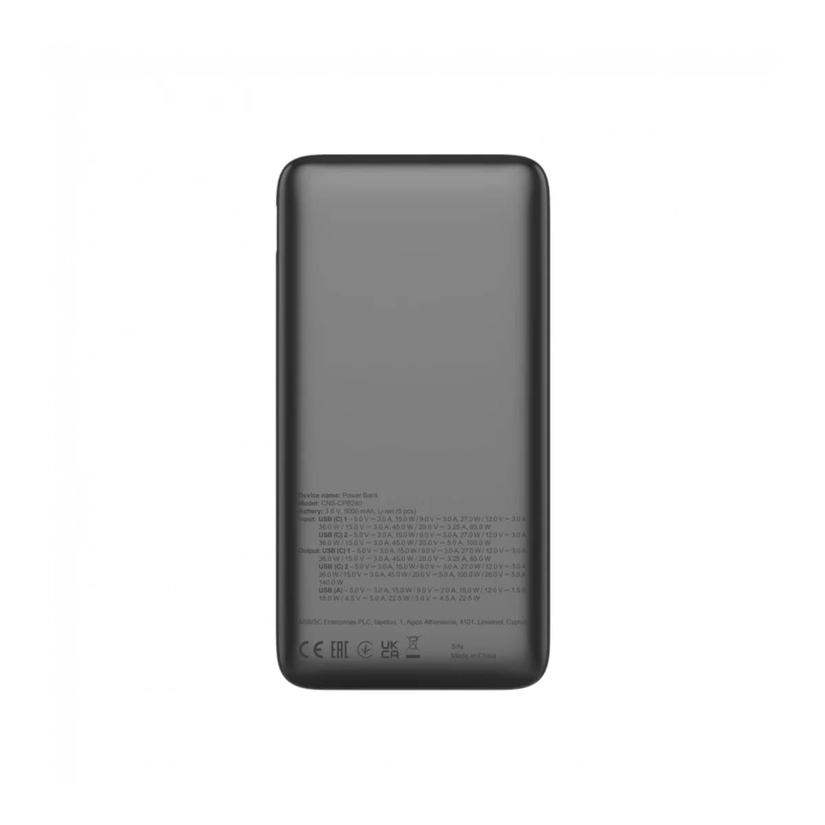 CANYON Power Bank PB-240, 25000mAh, PD 140W, Digitalni zaslon, Dark Grey