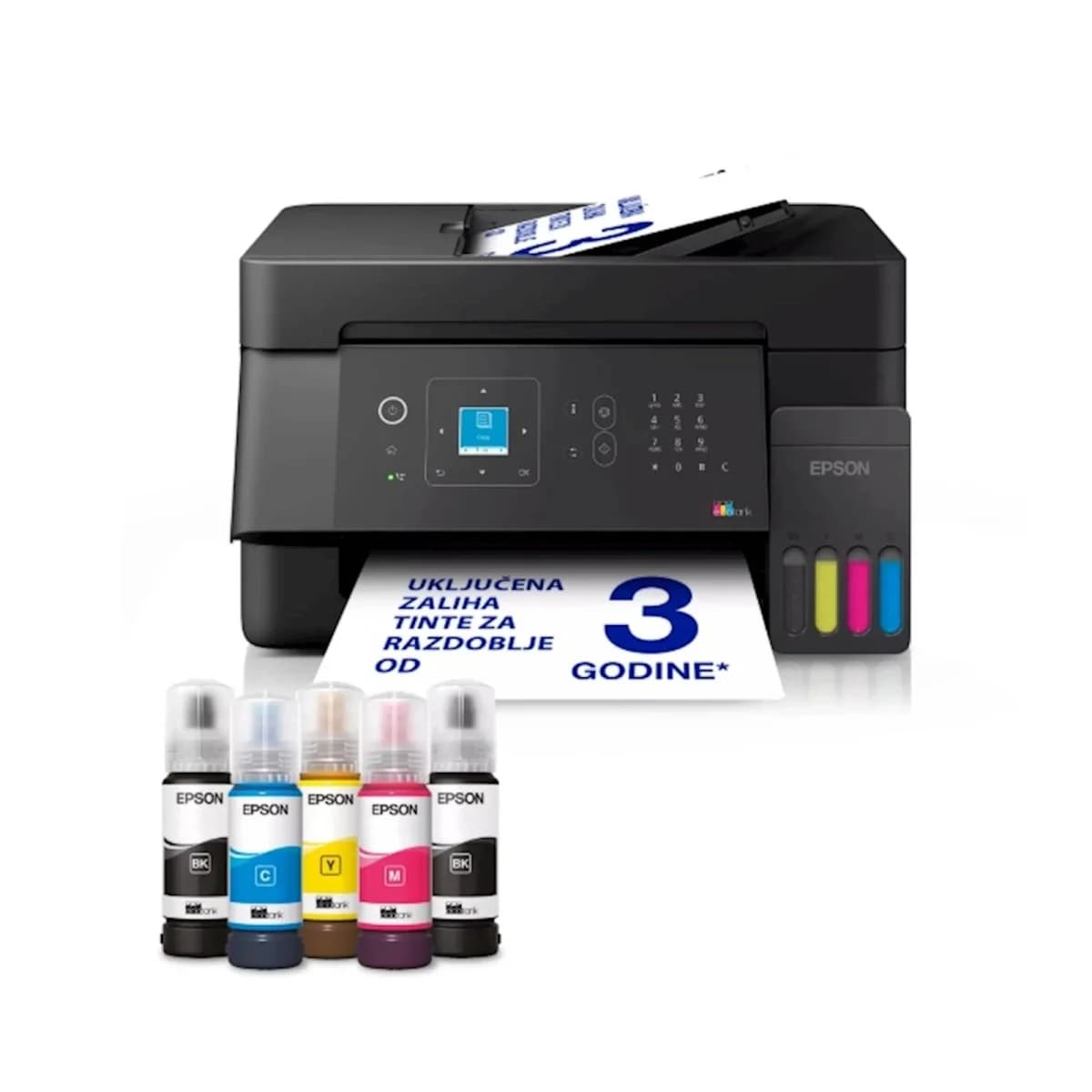 EPSON EcoTank Printer MFP L5390, Print/Scan/Copy/Fax, WiFi/USB/Ethernet, Refillable Ink
