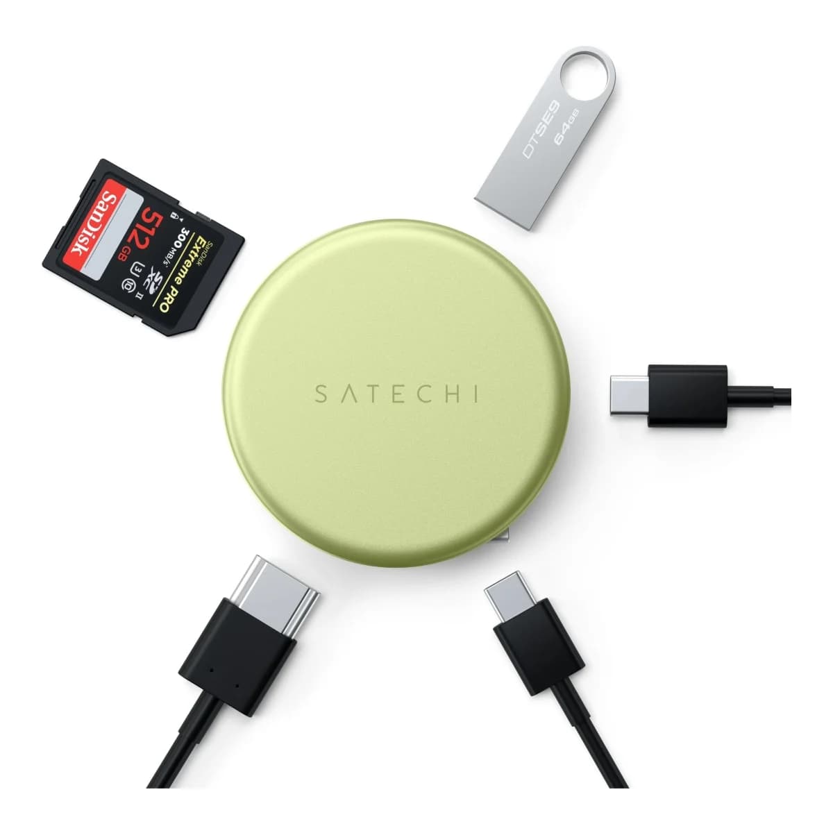 SATECHI Multiport Adapter On-the-Go 5-in-1, HDMI 4K 60Hz, USB-C PD 60W, SD čitač kartica, Citrus