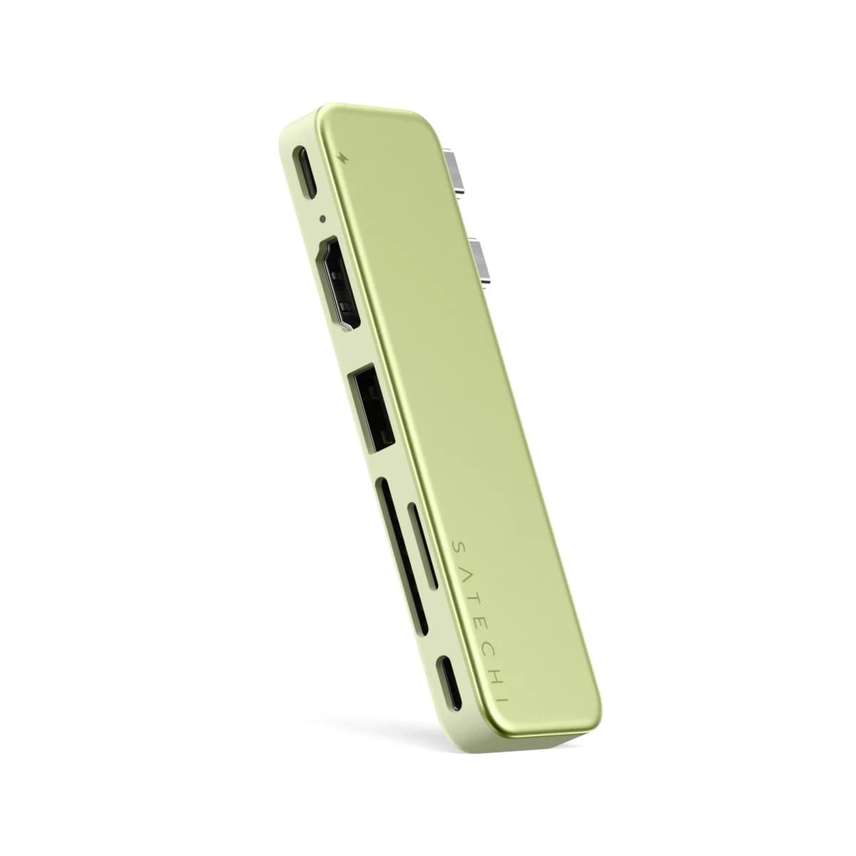 SATECHI USB-C Hub Snap Hub, HDMI 4K 60Hz, USB-C PD, USB-A 3.0, SD/microSD Card Reader, Citrus