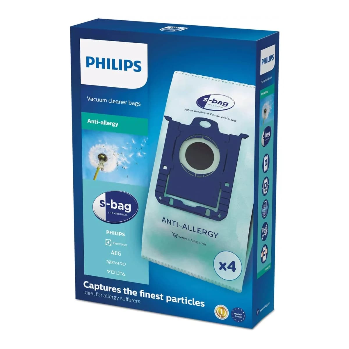 PHILIPS Kese za usisivač FC8022/04, s-bag Anti-Allergy, Kompatibilnost AEG/Electrolux, 4 komada u pakovanju
