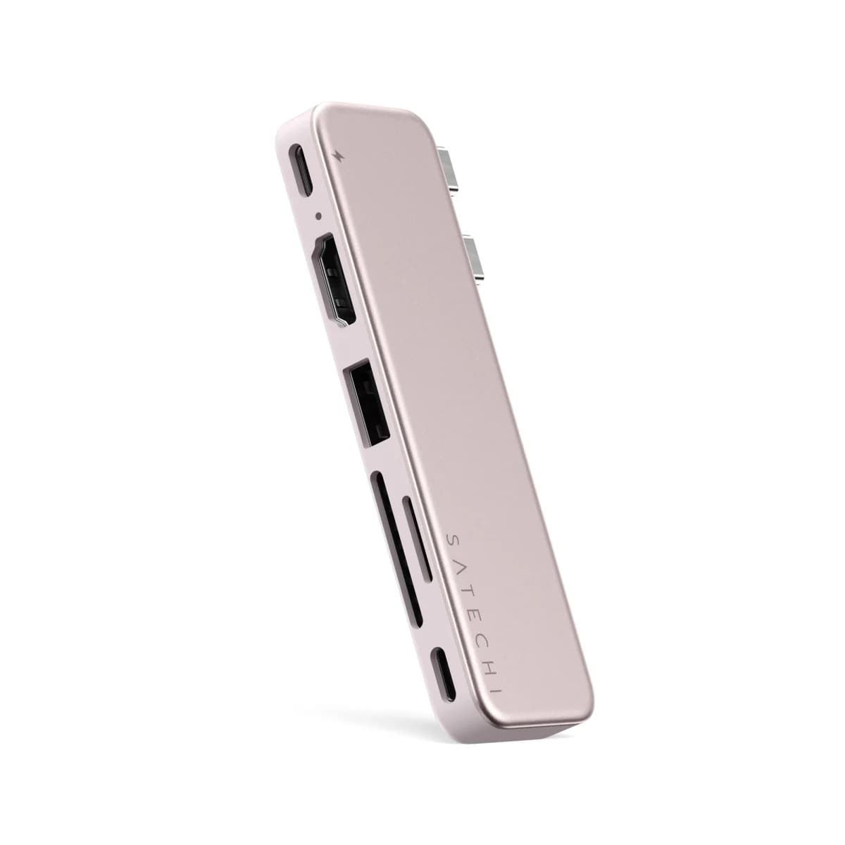 SATECHI USB-C Hub Snap Hub, HDMI 4K 60Hz, USB-C PD, SD/microSD Card Reader, Blush