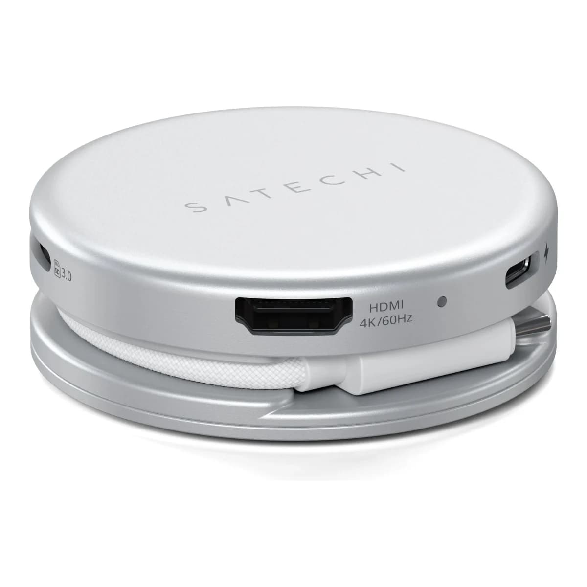 SATECHI Multiport Adapter Onthe-Go 5-in-1, HDMI 4K 60Hz, USB-C PD 60W, SD Card Reader, Silver