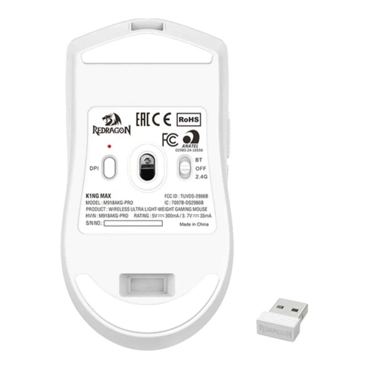 REDRAGON Miš Gaming K1NG Max M918 AKG, Wireless/Wired 2.4GHz, 26000 DPI, 57g Ultra-Light
