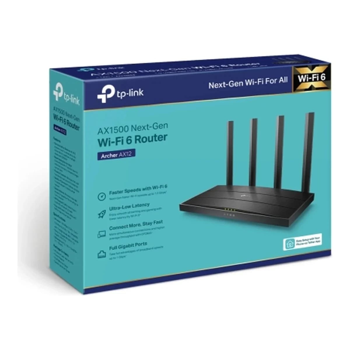 TP-LINK Router WiFi 6 AX1500 Archer AX12, Dual-Band, Gigabit, Beamforming