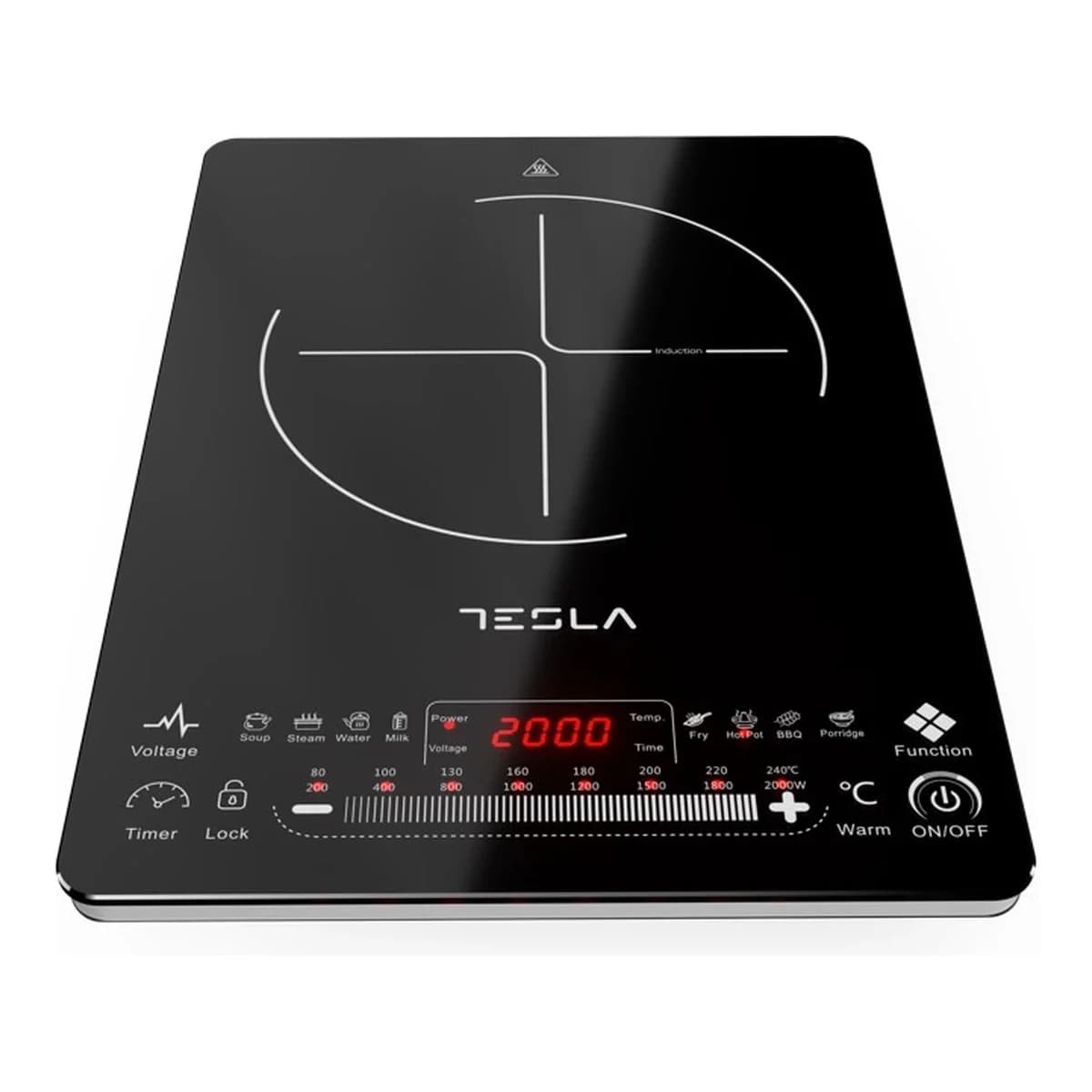 TESLA Indukcijski Rešo IC400B, 2000 W, Touch dugmići, 8 nivoa snage i temperature, 9 programa kuhanja