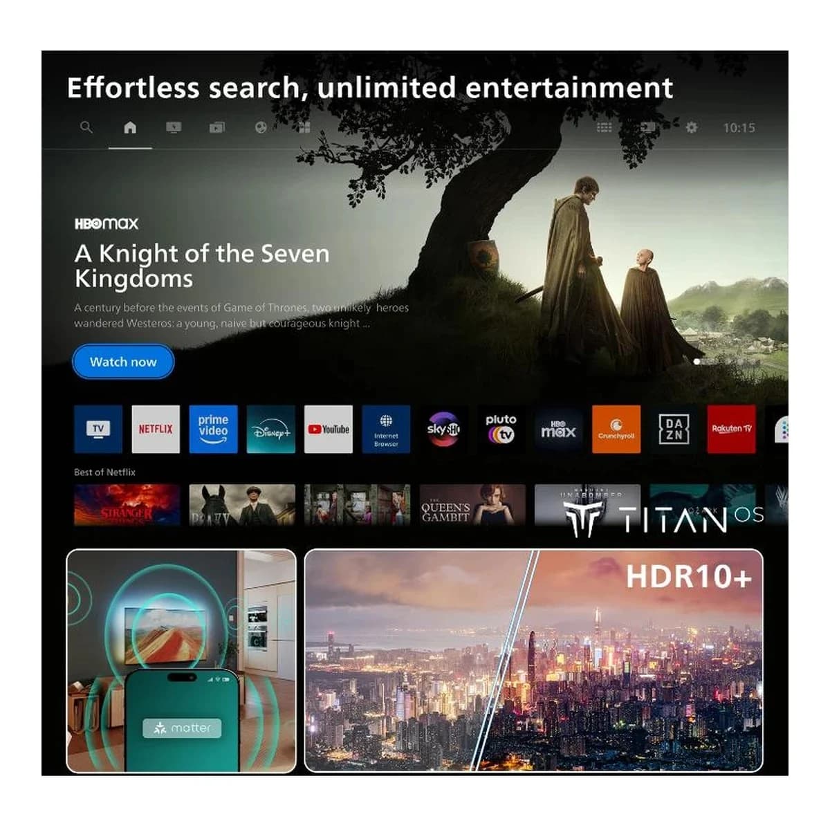 PHILIPS TV 55" 4K LED 55PUS7001, Smart TV, Titan OS, Pixel Precise Ultra HD, Dolby Vision, HDR10+