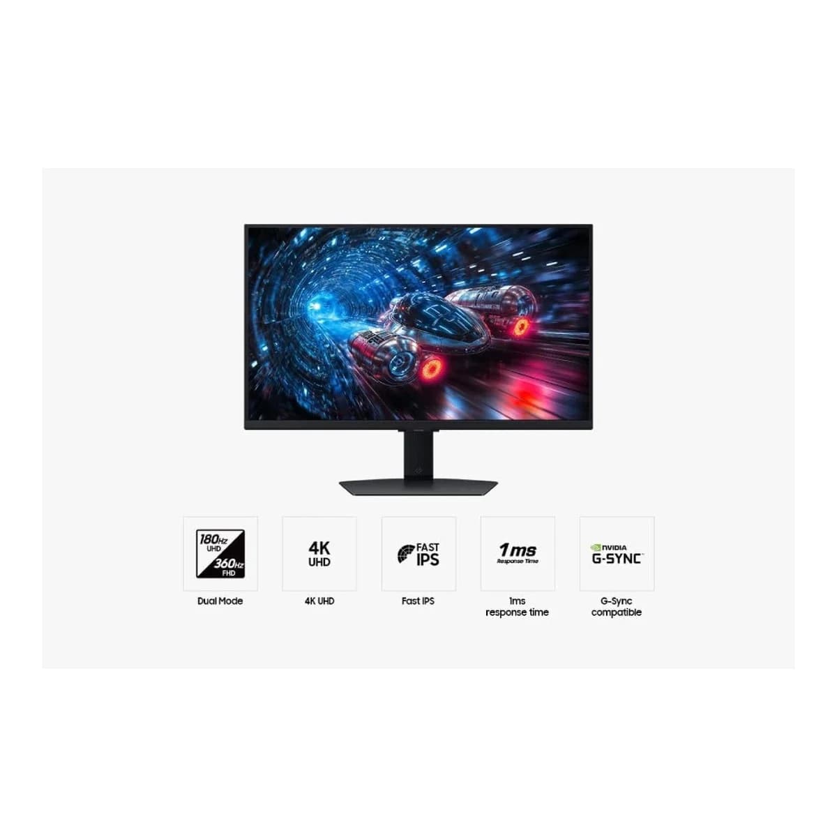SAMSUNG Monitor Gaming Odyssey G70F 27" 4K UHD, IPS Panel, 360Hz, 1ms, G-Sync, FreeSync, HAS, Pivot, HDMI, DP, USB 3.2