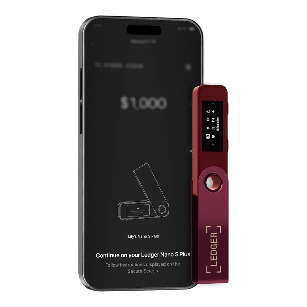LEDGER Hardverski novčanik Nano S Plus Crimson Magenta, USB-C, zaštita PIN kodom, podrška za kriptovalute