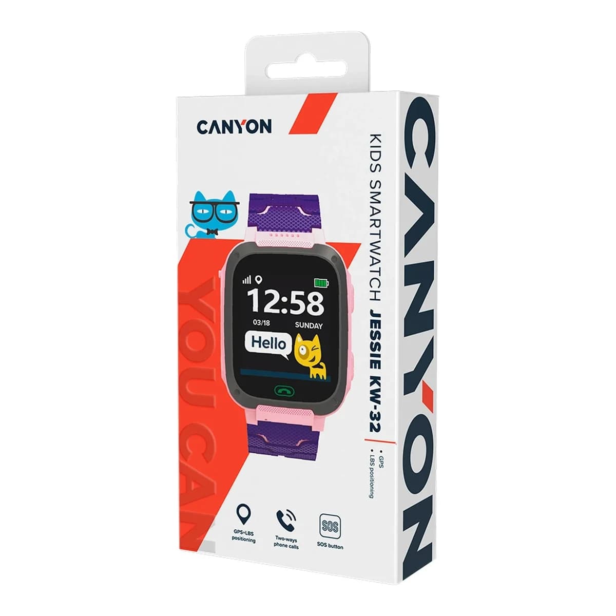 CANYON Pametni Sat Jessie KW-32 GPS, 1.3", LBS, SOS, IP67, Blue/Pink