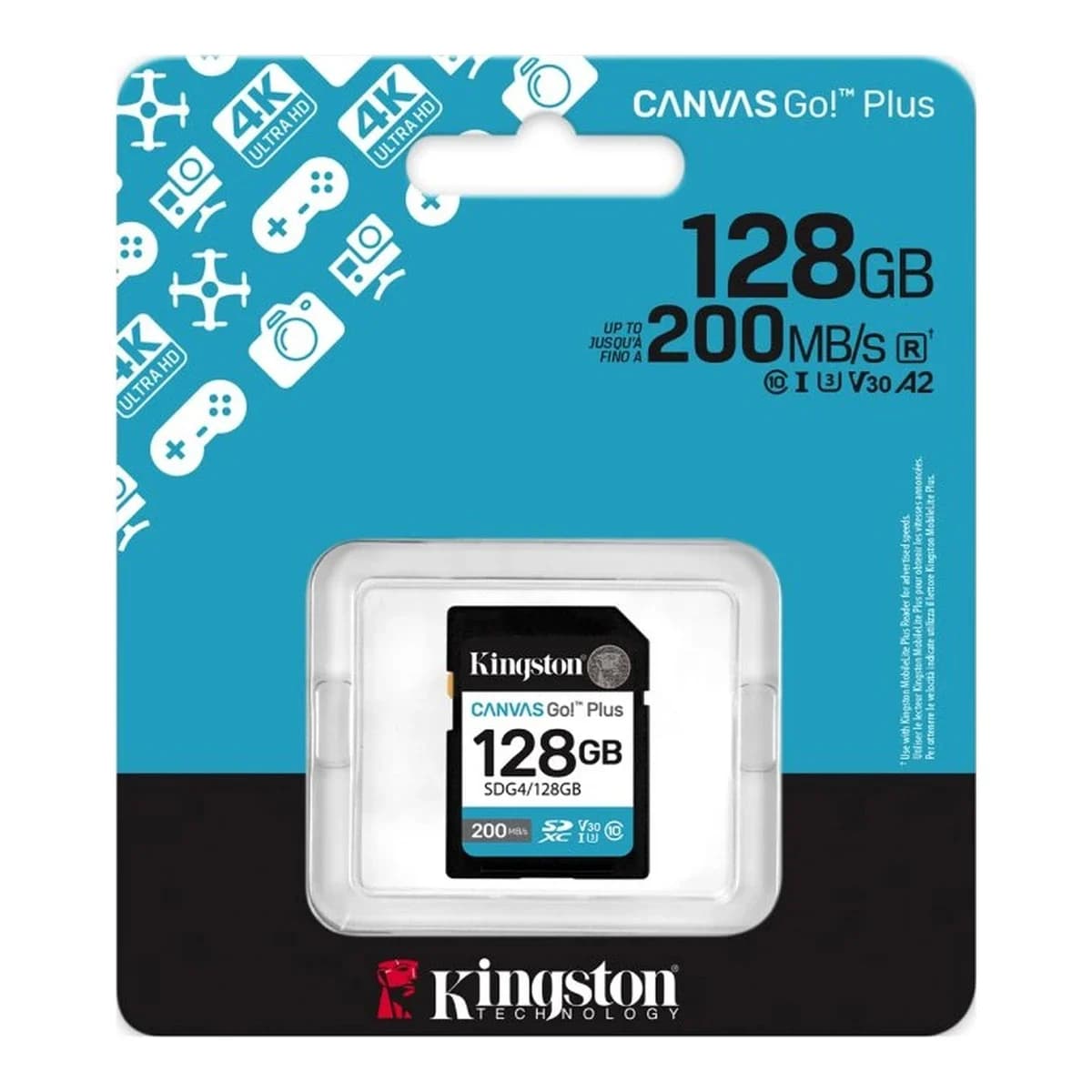 KINGSTON Memorijska kartica CanvasGoPlus 128GB, SDXC, 200/160 MB/s, 4K video
