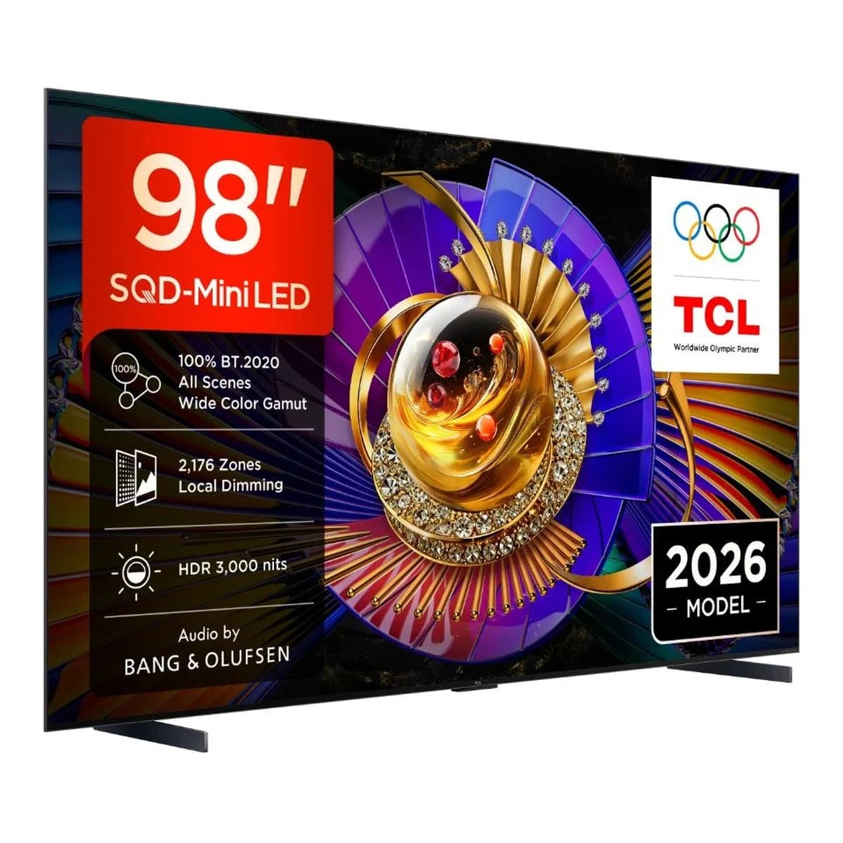 TCL TV 98" 4K SQD-Mini LED 98C7L, Smart TV, Google TV, 144Hz, 3000 nits, B&O, Dolby Vision IQ
