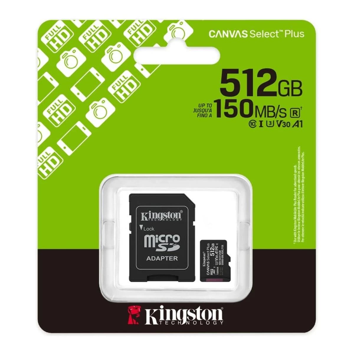 KINGSTON Memorijska Kartica Canvas Select Plus, 512GB, Class 10, UHS-I, 150MB/s, SD Adapter