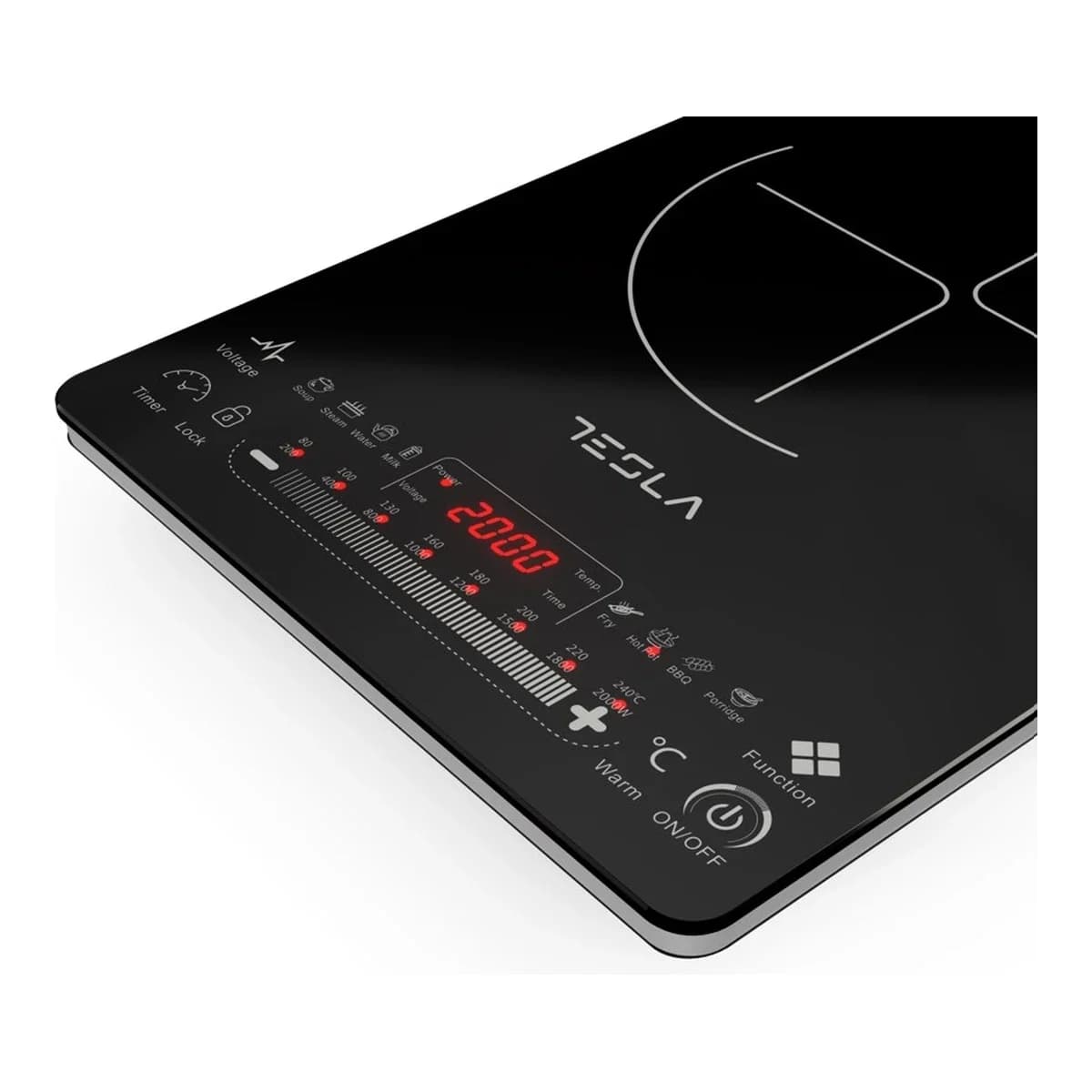 TESLA Indukcijski Rešo IC400B, 2000 W, Touch dugmići, 8 nivoa snage i temperature, 9 programa kuhanja