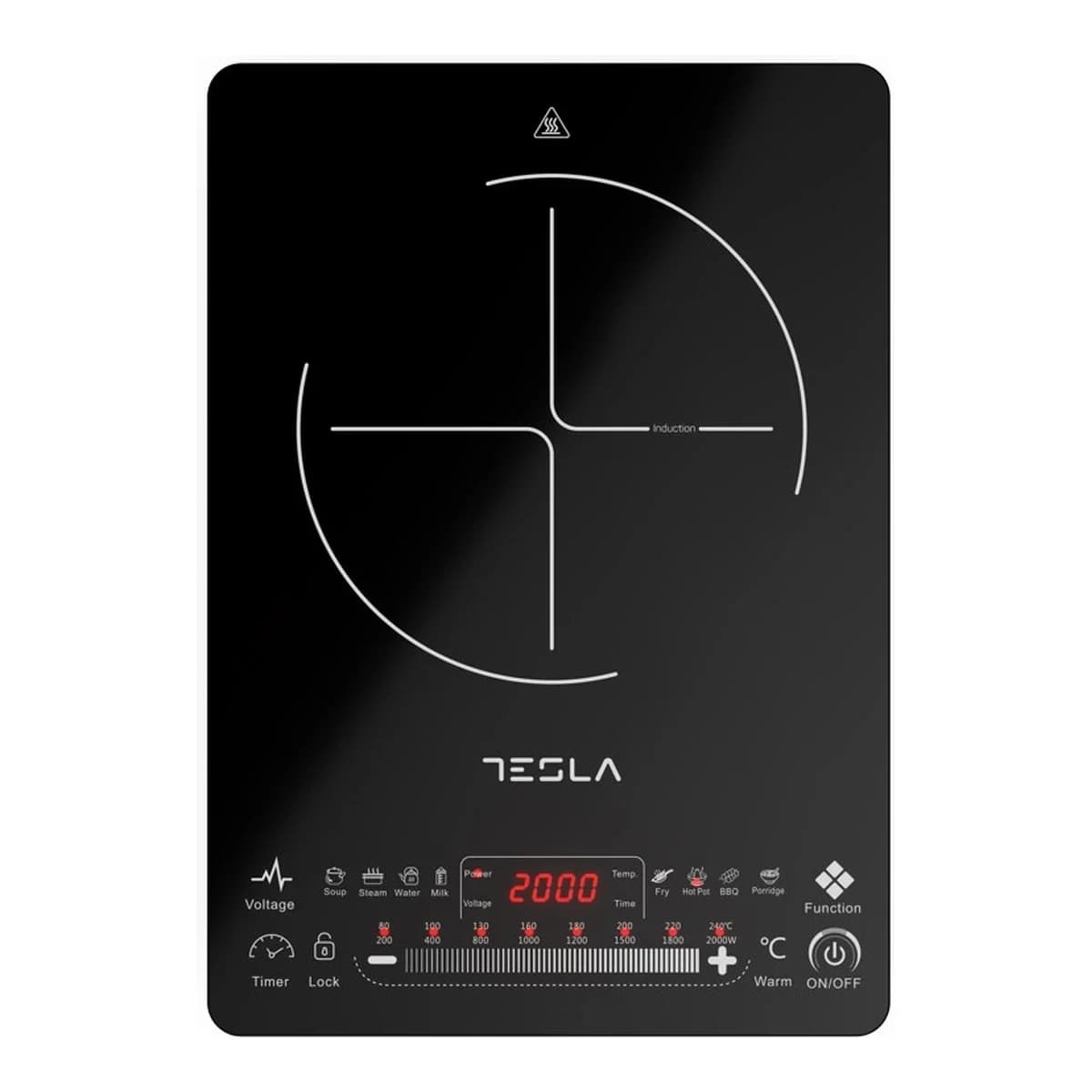 TESLA Indukcijski Rešo IC400B, 2000 W, Touch dugmići, 8 nivoa snage i temperature, 9 programa kuhanja